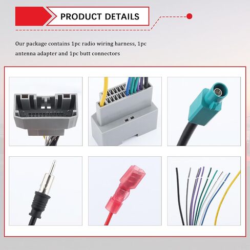 Car Radio Wiring Harness Kit,Aftermarket Car Radio Wire Harness Kit Compatible with Chrysler Jeep Dodge,Cars Stereo Wiring Harnesses Kits with Antenna Adapter & Butt Connectors in Saudi Arabia