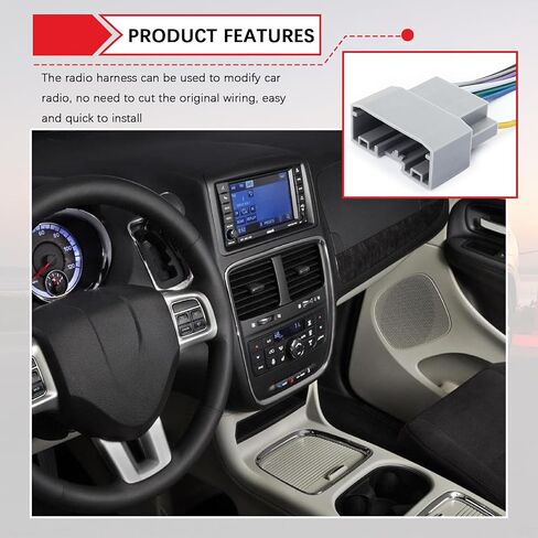 Car Radio Wiring Harness Kit,Aftermarket Car Radio Wire Harness Kit Compatible with Chrysler Jeep Dodge,Cars Stereo Wiring Harnesses Kits with Antenna Adapter & Butt Connectors in Saudi Arabia