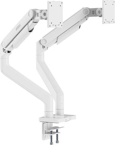 MSI MAG MT201D - Premium Heavy Duty Dual Monitor Stand Arms, 17-45" Support, VESA Compatible, Adjustable Spring Mount, 44 lbs per Screen, Clamp & Grommet, Quick Release Plate - Black in Saudi Arabia