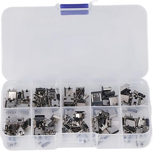 100Pcs Type C USB Female Plug Connector, Durable and Lightweight in Saudi Arabia