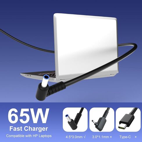 65W 45W Computer Charger Smart Blue Tip 4.5mm Compatible with HP in Saudi Arabia