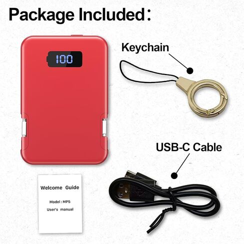 Ultra-Slim 5000mAh Portable Charger for iPhone & Android, Mini Power Bank with Built-in Cables (USB-C & iOS), 5V/2A Small External Battery Pack for iPhone 16/15/14/13, Samsung, Google – Red in Kuwait