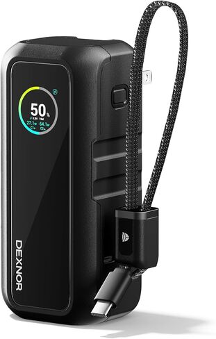 Dexnor 3-in-1 Portable Charger, 15,000mAh 65W Power Bank with Foldable AC Wall Plug and Built-in USB-C Cable, Fast Charging Battery Pack for iPhone, iPad, MacBook, Samsung, Cell Phones, Laptop etc. in Kuwait