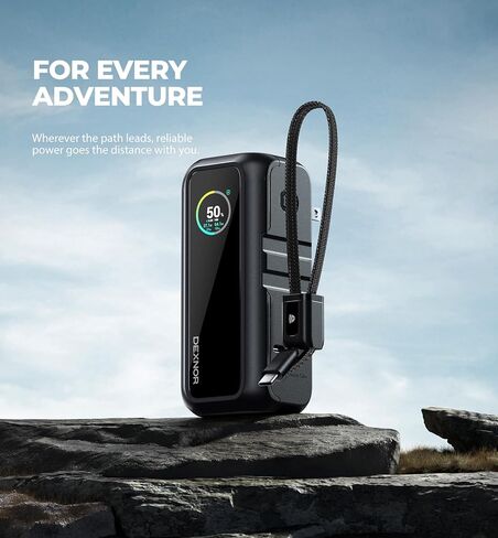 Dexnor 3-in-1 Portable Charger, 15,000mAh 65W Power Bank with Foldable AC Wall Plug and Built-in USB-C Cable, Fast Charging Battery Pack for iPhone, iPad, MacBook, Samsung, Cell Phones, Laptop etc. in Kuwait