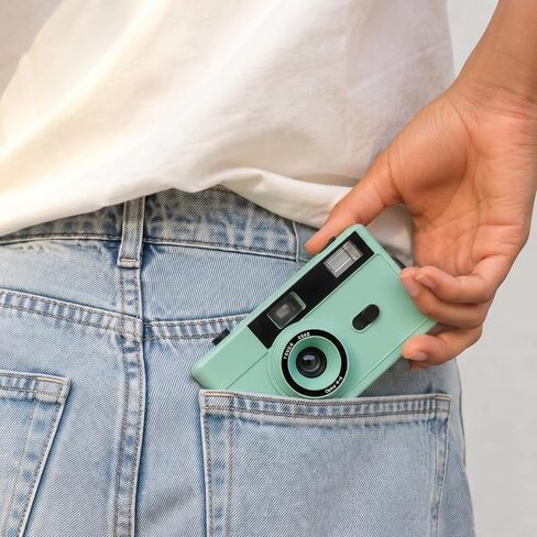 LENSY 35mm Film Camera – Reusable, Point and Shoot, Focus Free, Built-in Flash, Easy to Use for Beginners & Kids – Batteries & Wrist Strap Included (Mint Green) in Saudi Arabia