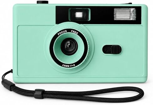 LENSY 35mm Film Camera – Reusable, Point and Shoot, Focus Free, Built-in Flash, Easy to Use for Beginners & Kids – Batteries & Wrist Strap Included (Mint Green) in Saudi Arabia