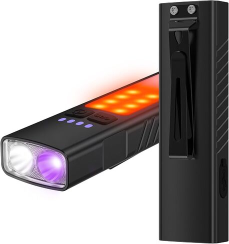 2pack Rechargeable EDC Flat Flashlight with COB Lights, UV Blacklight, Red, Super Bright LED Combo 3in1 Portable Pocket lights, Pocket Mini Magnetic EDC Flashlight with Clip for Working, Repairing in Kuwait