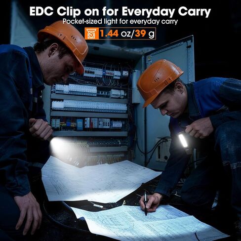 2pack Rechargeable EDC Flat Flashlight with COB Lights, UV Blacklight, Red, Super Bright LED Combo 3in1 Portable Pocket lights, Pocket Mini Magnetic EDC Flashlight with Clip for Working, Repairing in Kuwait