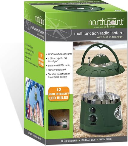 NORTHPOINT 190485 12-LED Lantern with 4-LED Flashlight & AM/FM Radio (Green) in Saudi Arabia