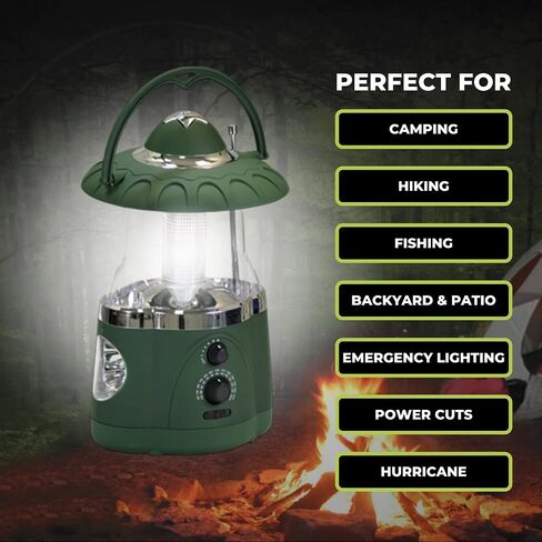 NORTHPOINT 190485 12-LED Lantern with 4-LED Flashlight & AM/FM Radio (Green) in Saudi Arabia