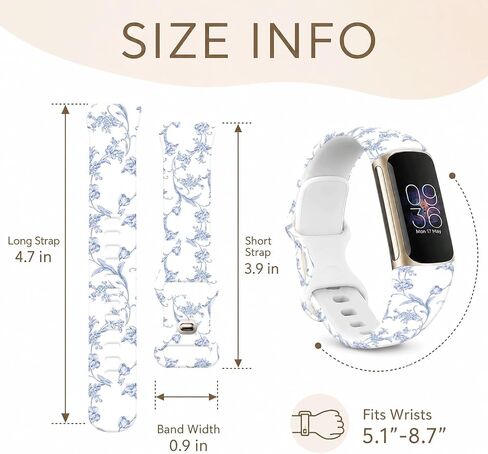 Compatible with Fitbit Charge 6/5 Bands,Maillard & Dopamine Aesthetic Soft Silicone Metal-Free Skin-Friendly Strap,Coquette Style Pattern Wristband for Women Men(Blue Toile de Jouy) in Saudi Arabia