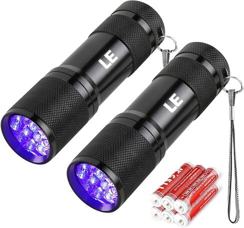 Lepro 365nm UV Flashlight, Small Portable Black Light Detector for Invisible Ink Pens, Dog Cat Pet Urine Stain, AAA Batteries Included in Kuwait