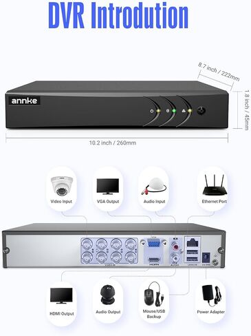 مسجل فيديو رقمي ANNKE 3K Lite 8CH Hybrid 5 في 1، محرك أقراص ثابتة سعة 1 تيرابايت in Kuwait