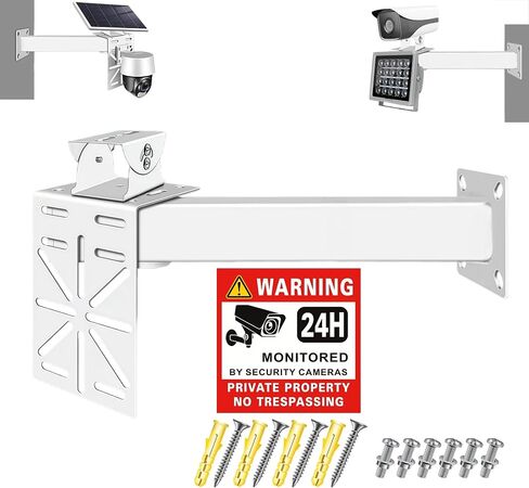 Heavy Duty Outdoor Security Wall Mount with L Plate, 360° Rust Resistant Bracket, Supports Solar Panels for Bullet Dome Cameras, Compatible with Ring, Arlo, Reolink, Hikvision for Garage Patio in Saudi Arabia