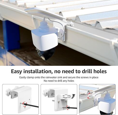 2 Pack Stainless Steel Gutter Mount Bracket for Eufy SoloCam S340 S330 E30, No Drill Security Camera Gutter Clip Weatherproof Heavy Duty in Saudi Arabia