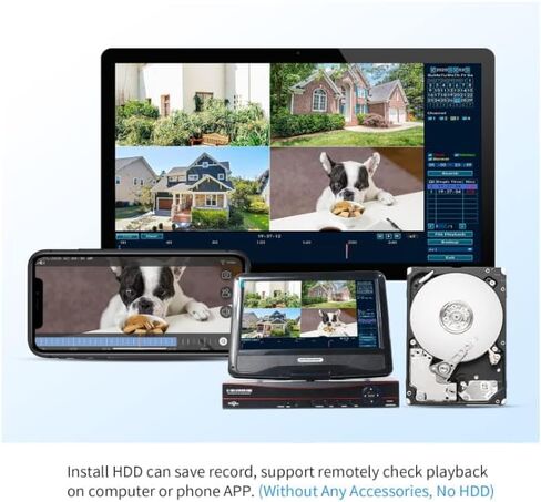【No HDD】 10'' LCD Wireless WiFi NVR 10 Channels Network Video Recorder, Motion Detection Zones, 24/7 Record, Work with Hiseeu Eseecloud 1080P/3MP/5MP Wireless Camera in Kuwait