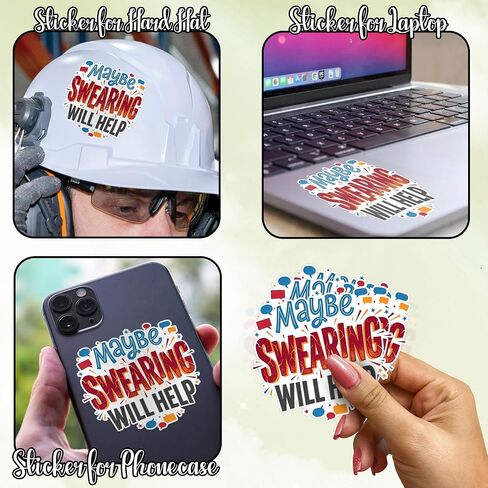 Maybe Swearing Will Help Funny Quote Art Original Graphic Decal Sticker for laptops notebooks Books Diary Phone case Water Bottles Mug Tumbler car in Saudi Arabia