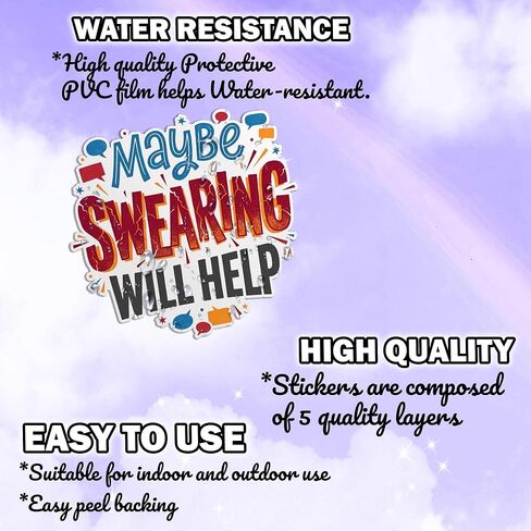 Maybe Swearing Will Help Funny Quote Art Original Graphic Decal Sticker for laptops notebooks Books Diary Phone case Water Bottles Mug Tumbler car in Saudi Arabia