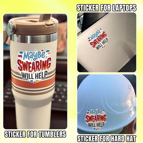 Maybe Swearing Will Help Funny Quote Art Original Graphic Decal Sticker for laptops notebooks Books Diary Phone case Water Bottles Mug Tumbler car in Saudi Arabia