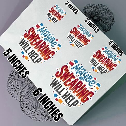 Maybe Swearing Will Help Funny Quote Art Original Graphic Decal Sticker for laptops notebooks Books Diary Phone case Water Bottles Mug Tumbler car in Saudi Arabia