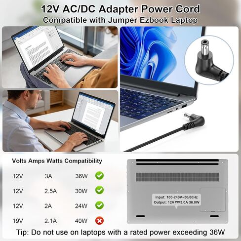 12V AC/DC Adapter Charger for Jumper EZbook S7Hi X7 S7 Max Laptop in Saudi Arabia
