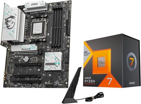 Micro Center CPU Motherboard Memory Combo: AMD Ryzen 7 7800X3D CPU Processor + MSI B850 Gaming Plus WiFi Motherboard + KLEVV Bolt V DDR5 32GB (2x16GB) 6400MHz CL30 Ram Memory White in Saudi Arabia