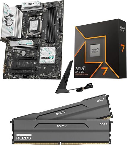 Micro Center CPU Motherboard Memory Combo: AMD Ryzen 7 9700X CPU Processor + MSI B850 Gaming Plus WiFi Motherboard + KLEVV Bolt V DDR5 32GB (2x16GB) 6000MHz CL28 Desktop Ram Memory AMD Expo Ready in Saudi Arabia