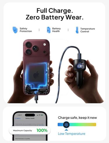LISEN 136W Car Charger USB C Fast Charge, for iPhone 18 Pro Max, iPhone Duo in Kuwait