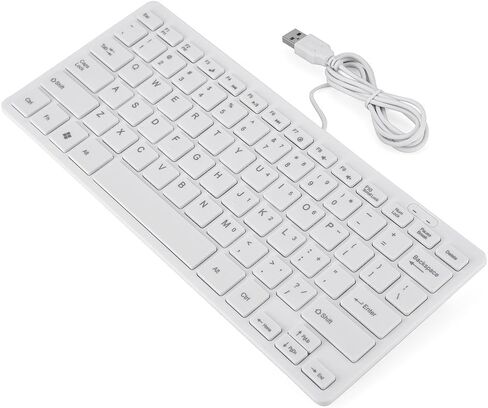 78 key Ultra thin Keyboard, Mini Portable USB Wired Keyboard High Sensitivity Corded Silent Small Compact Computer Keyboard for Desktop Laptop PC(white) in Saudi Arabia