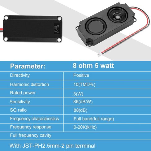 MakerHawk 2pcs Ar duino Speaker 5 Watt 8 Ohm Double Cavity Mini Speaker Full-Range Cavity Advertising Machine Small Speaker 3.3V 5V with JST-PH2.5mm-2 pin Interface in Saudi Arabia