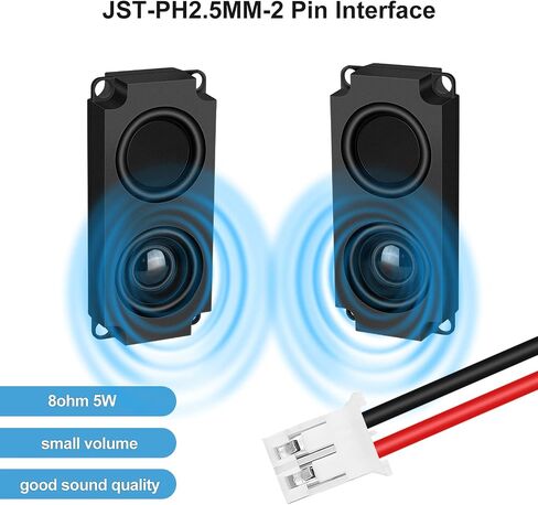 MakerHawk 2pcs Ar duino Speaker 5 Watt 8 Ohm Double Cavity Mini Speaker Full-Range Cavity Advertising Machine Small Speaker 3.3V 5V with JST-PH2.5mm-2 pin Interface in Saudi Arabia