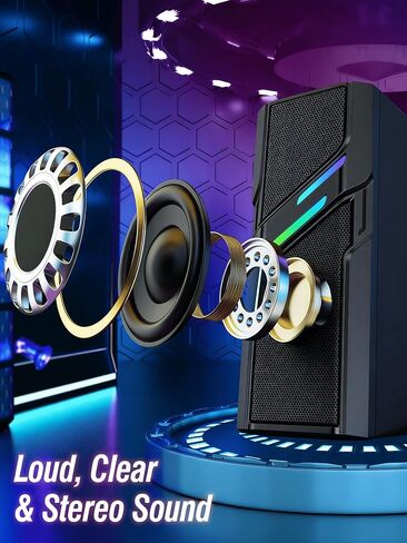 سماعات كمبيوتر LENRUE للكمبيوتر المكتبي مع مقبض سهل، صوت قوي واضح، أضواء تعمل باللمس، التوصيل والتشغيل لأجهزة الكمبيوتر المكتبية والشاشات والكمبيوتر المحمول (USB وAUX) in Kuwait