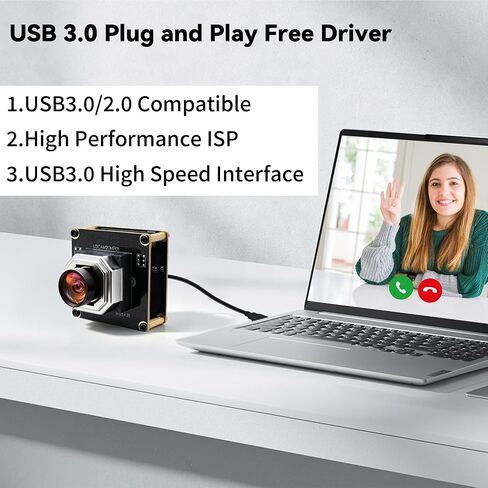 20MP Autofocus USB3.0 Camera Module,5K 3840P 85° HFOV Wide Angle No Distortion Lens,Plug and Play for Jetson Nano Raspberry Pi,Compatible with Windows Linux Mac for 3D Printer Machine Vision in Saudi Arabia