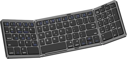 TSQQST Wireless Foldable Bluetooth Keyboard Full-Size for Travel, Black in Saudi Arabia