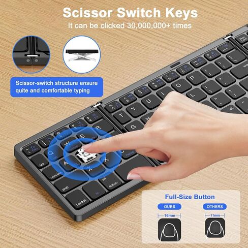 TSQQST Wireless Foldable Bluetooth Keyboard Full-Size for Travel, Black in Saudi Arabia