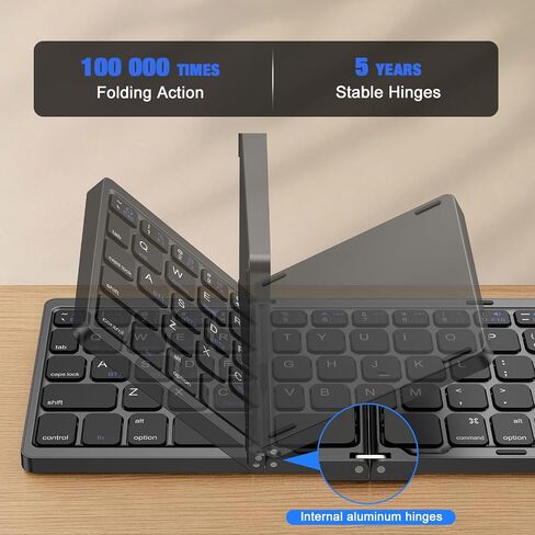 TSQQST Wireless Foldable Bluetooth Keyboard Full-Size for Travel, Black in Saudi Arabia