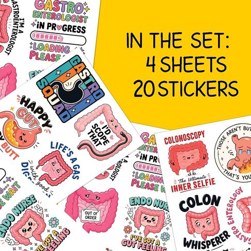 20PCS Gastroenterology Stickers for Water Bottles, Laptop, GI Nurse Doctor Decals, Digestive System Medical Vinyl Sticker in Saudi Arabia