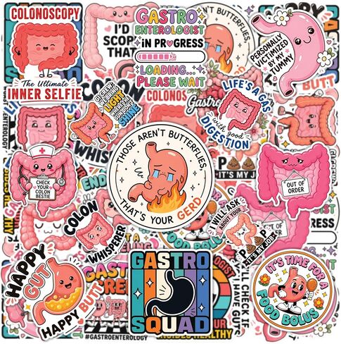 20PCS Gastroenterology Stickers for Water Bottles, Laptop, GI Nurse Doctor Decals, Digestive System Medical Vinyl Sticker in Saudi Arabia
