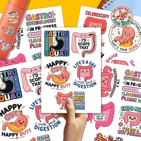 20PCS Gastroenterology Stickers for Water Bottles, Laptop, GI Nurse Doctor Decals, Digestive System Medical Vinyl Sticker in Saudi Arabia