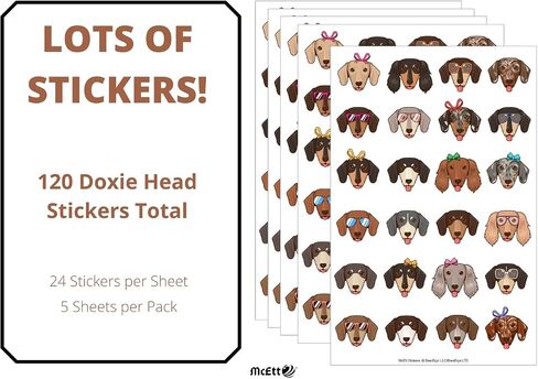 أوراق ملصقات McEtt Dachshund - 5 عبوات (120 ملصق وجه Doxie) in Kuwait