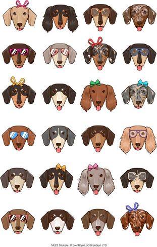 أوراق ملصقات McEtt Dachshund - 5 عبوات (120 ملصق وجه Doxie) in Kuwait