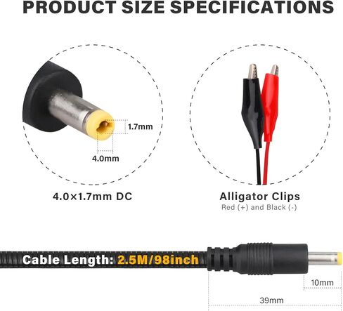 KSK 98-inch (2 Pack) Chew Proof Trail Camera Power Cord (4.0x1.7mm),with Alligator Clips in Saudi Arabia