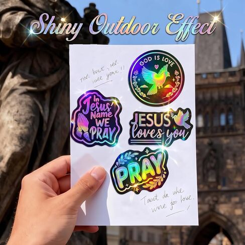 260pcs Holographic Neon Christian Stickers, Inspirational Religious Jesus Faith Vinyl Bible Stickers, Waterproof Scripture Decals for Laptop Water Bottle Journal Scrapbook, Christian Gifts for Teens in Saudi Arabia