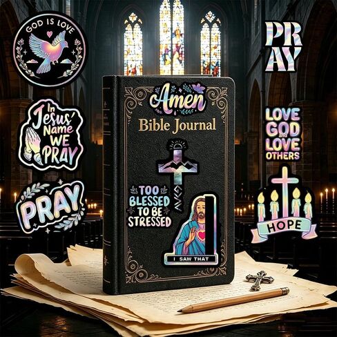 260pcs Holographic Neon Christian Stickers, Inspirational Religious Jesus Faith Vinyl Bible Stickers, Waterproof Scripture Decals for Laptop Water Bottle Journal Scrapbook, Christian Gifts for Teens in Saudi Arabia