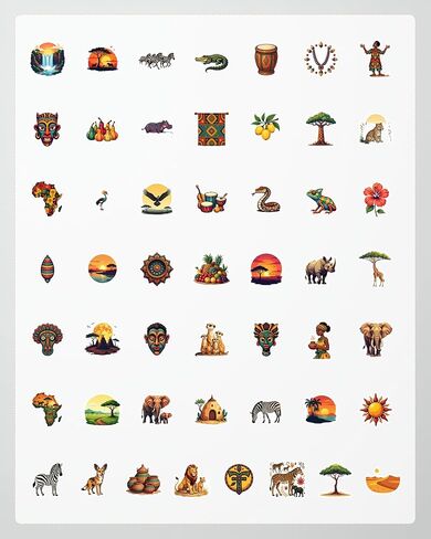 50pcs African Safari Stickers African Wildlife Stickers for Africa Lover Party Favors Gift Adult Teen Water Bottle Laptop Phone Cases Scrapbooking in Saudi Arabia