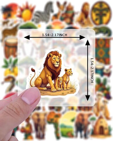 50pcs African Safari Stickers African Wildlife Stickers for Africa Lover Party Favors Gift Adult Teen Water Bottle Laptop Phone Cases Scrapbooking in Saudi Arabia