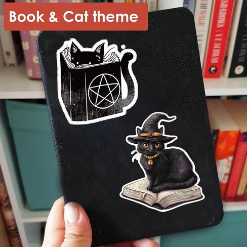 1step2dream Book Cat Stickers for Readers - Cute Bookish Sticker Set for Kindle & Laptop, Ideal Gift for Book Lovers and Cat Lovers, Library & Reading Themed Decals in Saudi Arabia