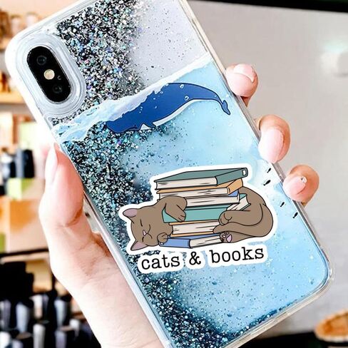 1step2dream Book Cat Stickers for Readers - Cute Bookish Sticker Set for Kindle & Laptop, Ideal Gift for Book Lovers and Cat Lovers, Library & Reading Themed Decals in Saudi Arabia