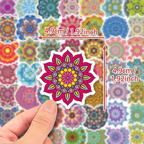 50 PCS Waterproof Colorful Mandala Vinyl Stickers Pack in Saudi Arabia