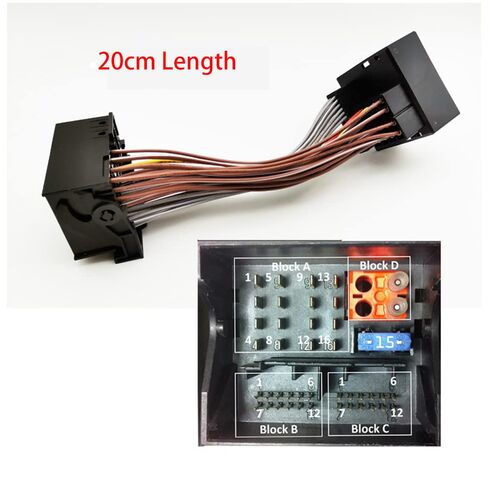 40 Pin Quadlock Extension Adapter Cable Plug Play Wiring Harness for BMW Citroen Ford Mercedes Peugeot VW Audi SEAT Opel Skoda 30CM in Saudi Arabia